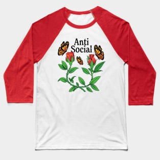 Anti Social Butterfly Baseball T-Shirt